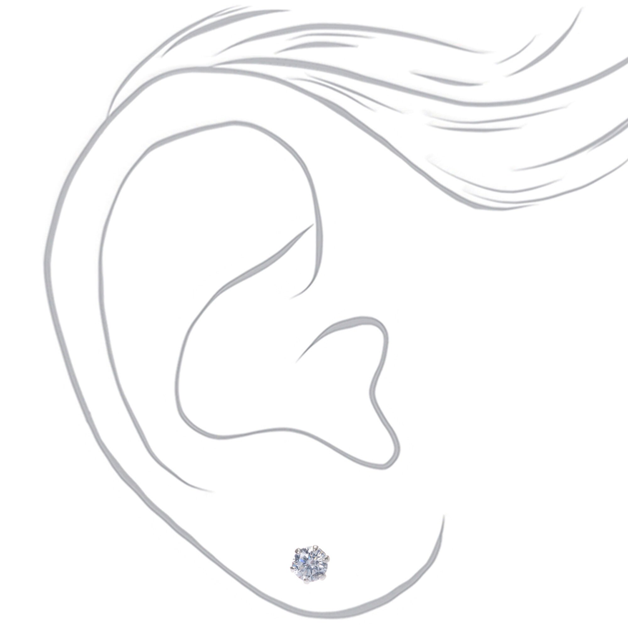 C LUXE by Claire's Sterling Silver Cubic Zirconia 4mm Round Stud Earrings,