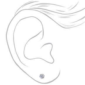 Sterling Silver Cubic Zirconia Round Stud Earrings - 4MM,