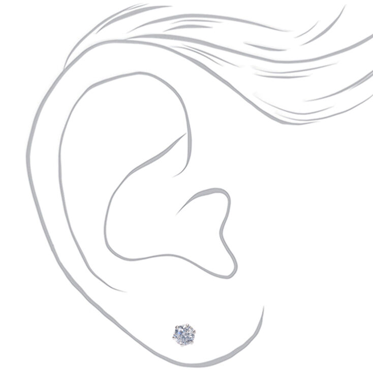 C LUXE by Claire&#39;s Sterling Silver Cubic Zirconia 4mm Round Stud Earrings,