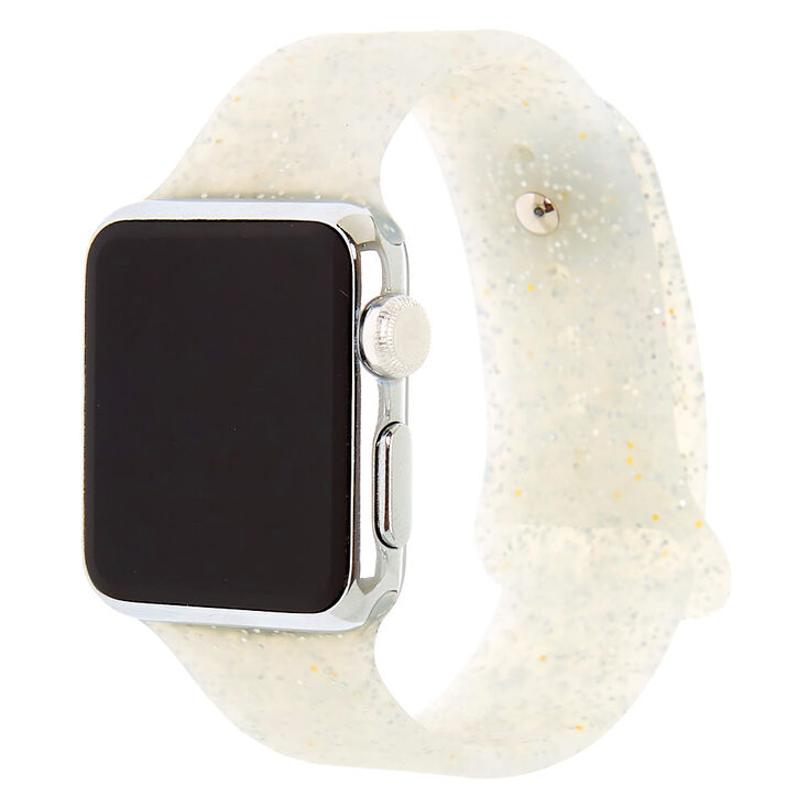 Silver Glitter Silicone Smart Watch Band - Fits 38MM/40MM Apple Watch,