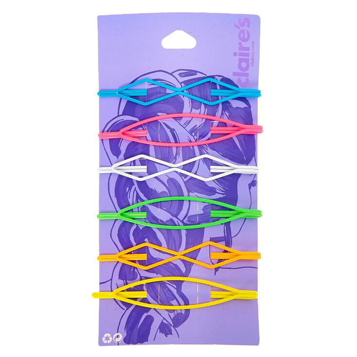 Claire's Épingles plates aux formes géométriques arc-en-ciel fluo - Lot de 6