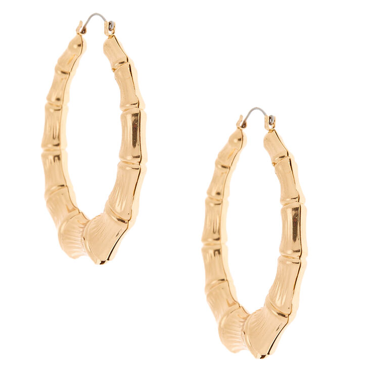 Gold 60MM Bamboo Hoop Earrings,
