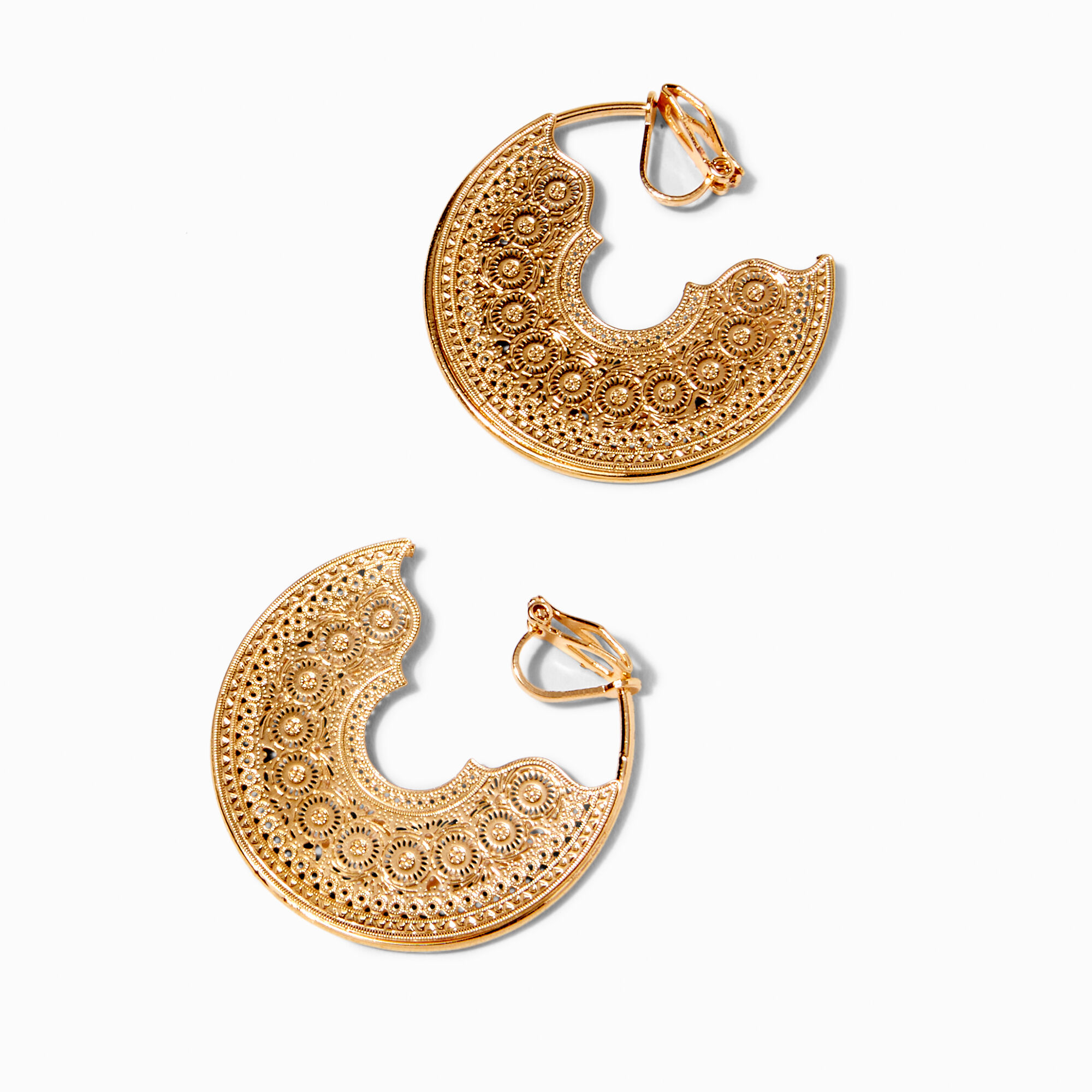 View Claires Tone 40MM Delicate Filigree ClipOn Earrings Gold information