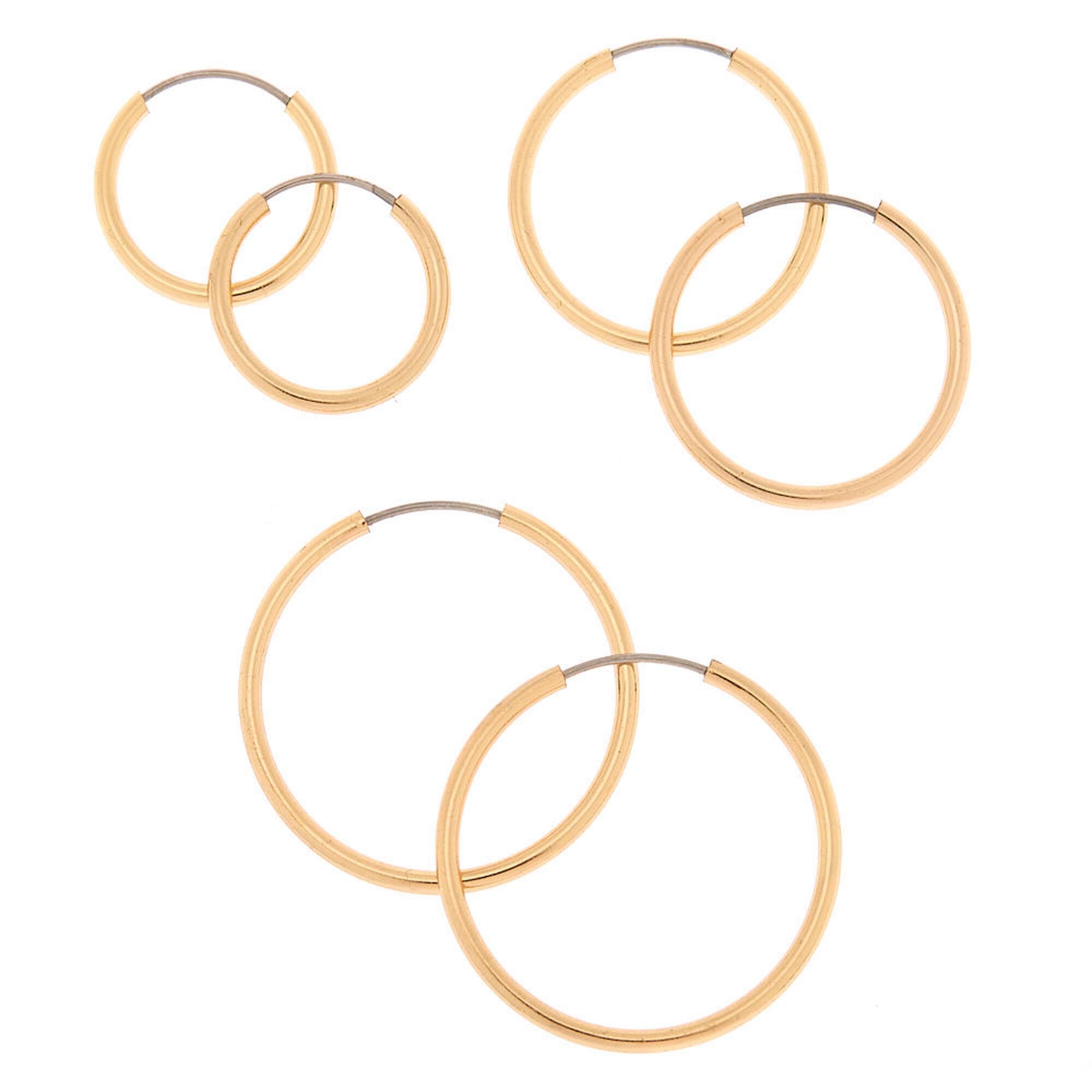 Gold Graduated Stud & Hoop Earrings - 6 Pack | Claire's US