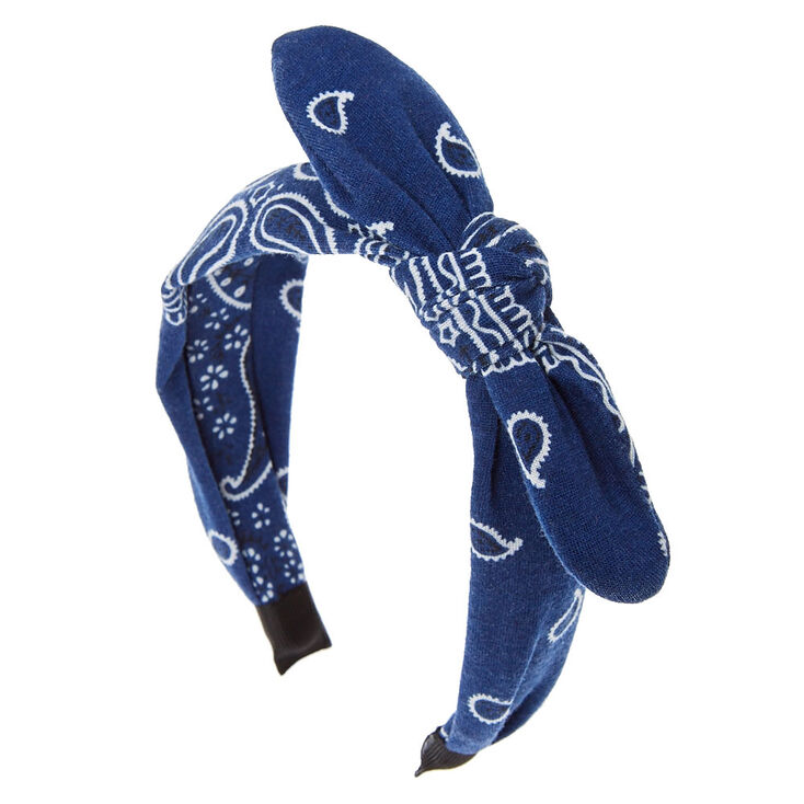 Serre-t&ecirc;te &agrave; n&oelig;ud nou&eacute; style bandana - Bleu marine,