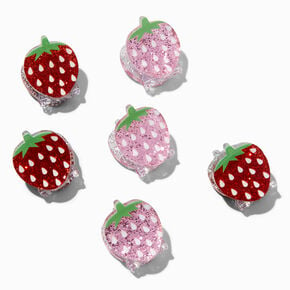 Strawberry Glitter Mini Hair Claws - 6 Pack,
