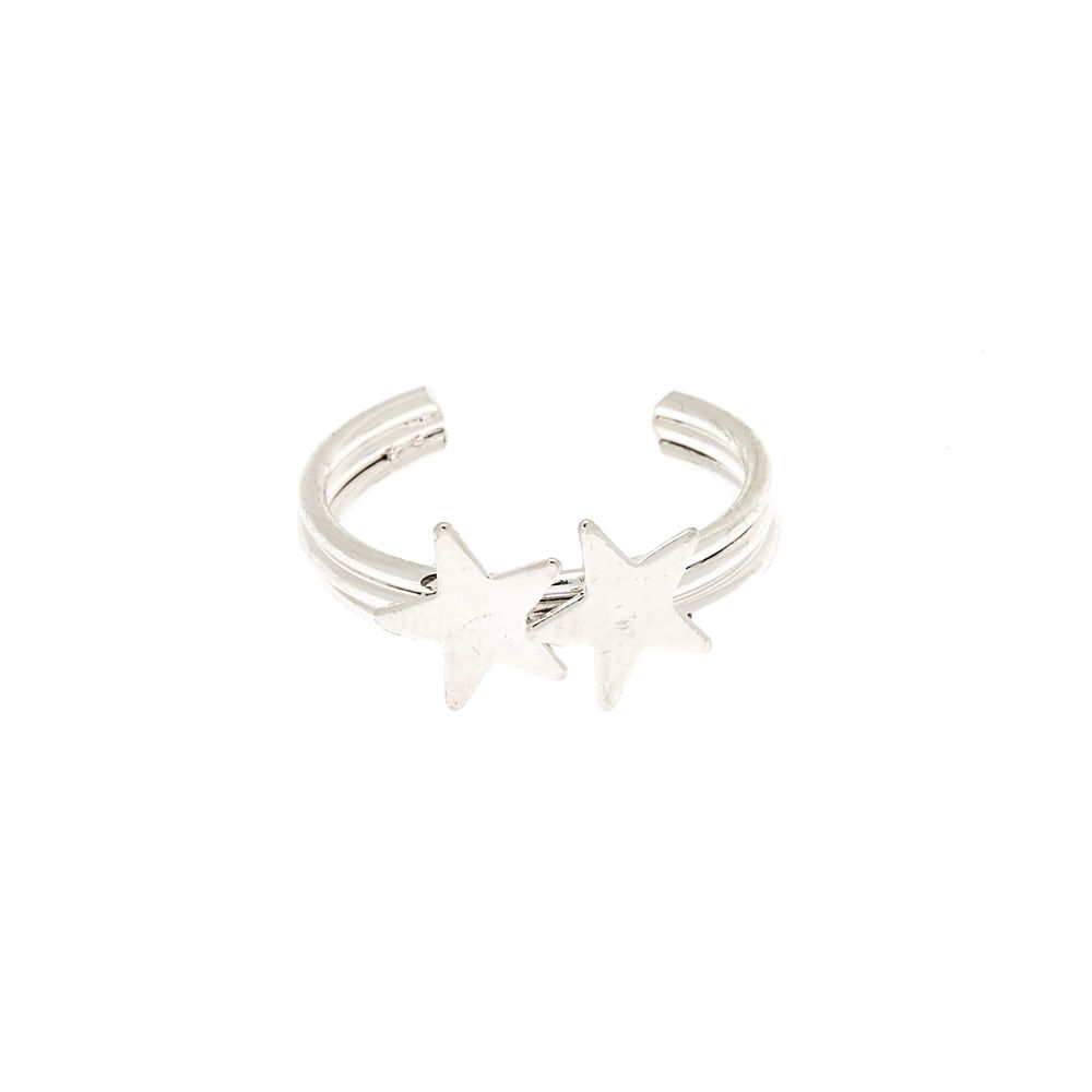 Silver Double Star Toe Ring,