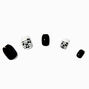 Black &amp; White Music Notes Coffin Press On Vegan Faux Nail Set - 24 Pack,