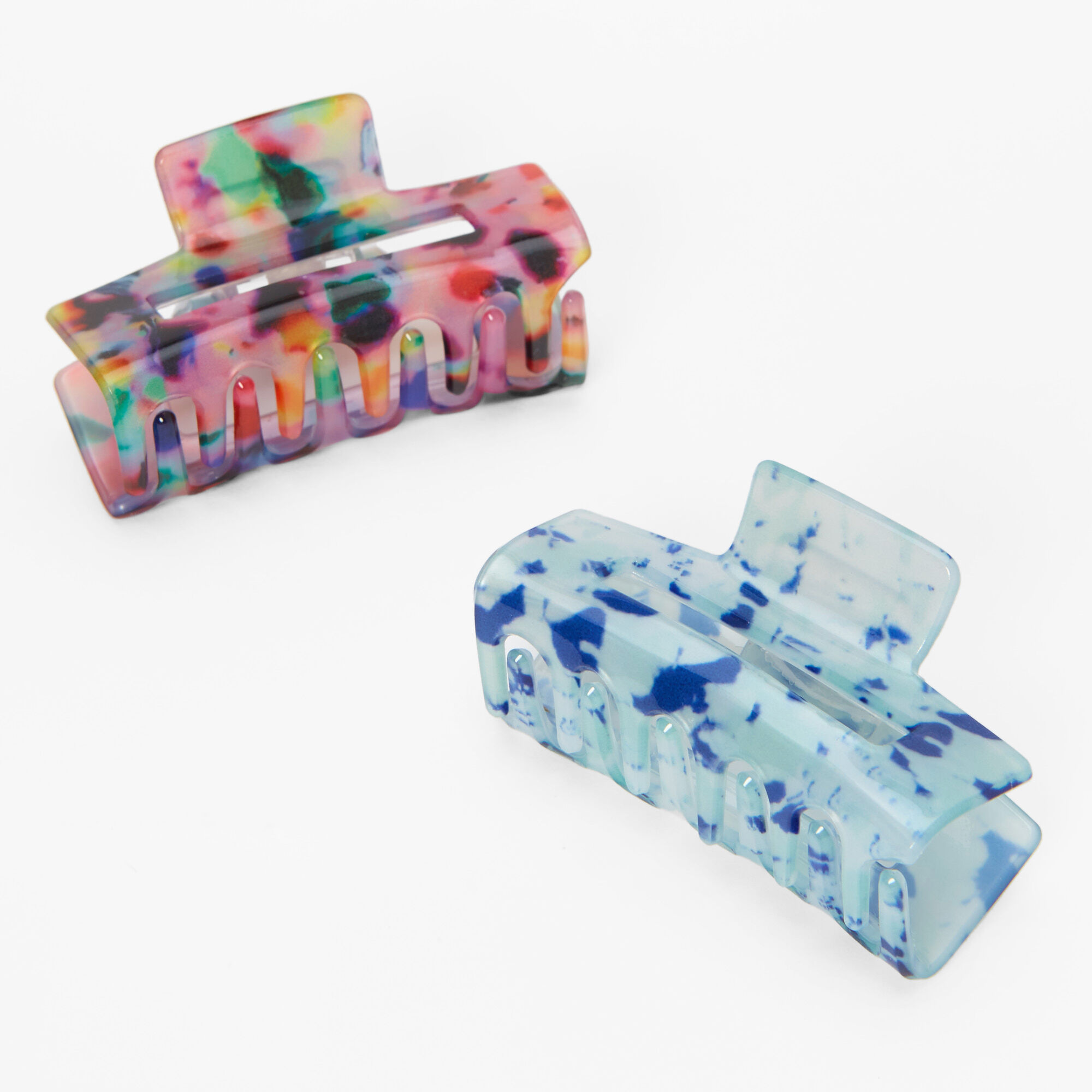 Pinces à cheveux écaille de tortue arc-en-ciel et bleue - Lot de 2,