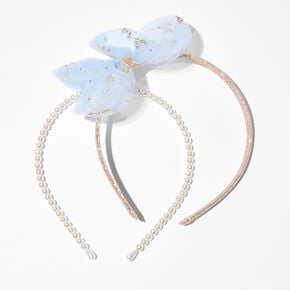 Claire&#39;s Club Pearl Loopy Bow Headbands - 2 Pack,