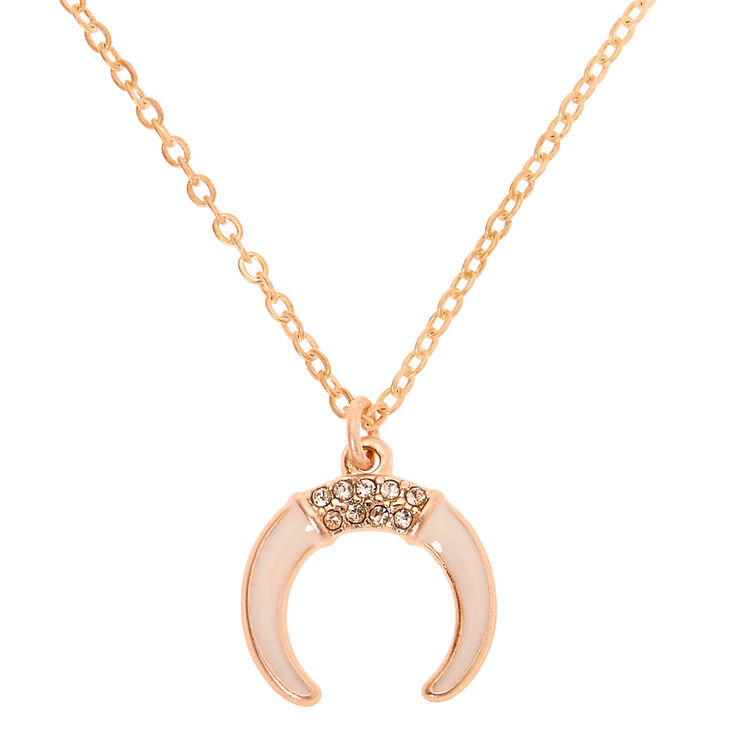 Claire's Collier à pendentif corne couleur doré - Blanc