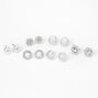 Silver-tone Crystal White Pearl Stud Earrings - 6 Pack,