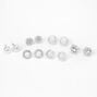 Silver-tone Crystal White Pearl Stud Earrings - 6 Pack,