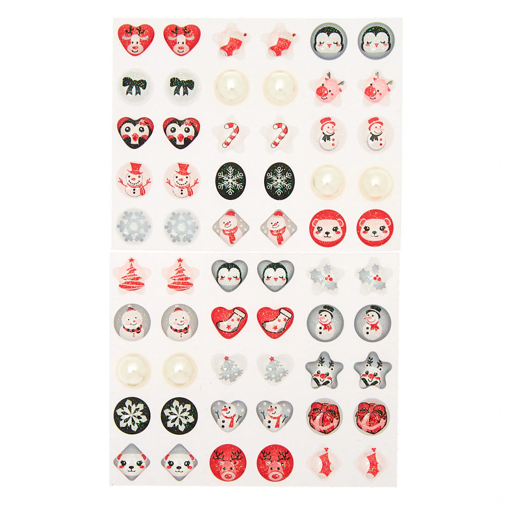 Claire s Club Winter Stick On Earrings 30 Pack