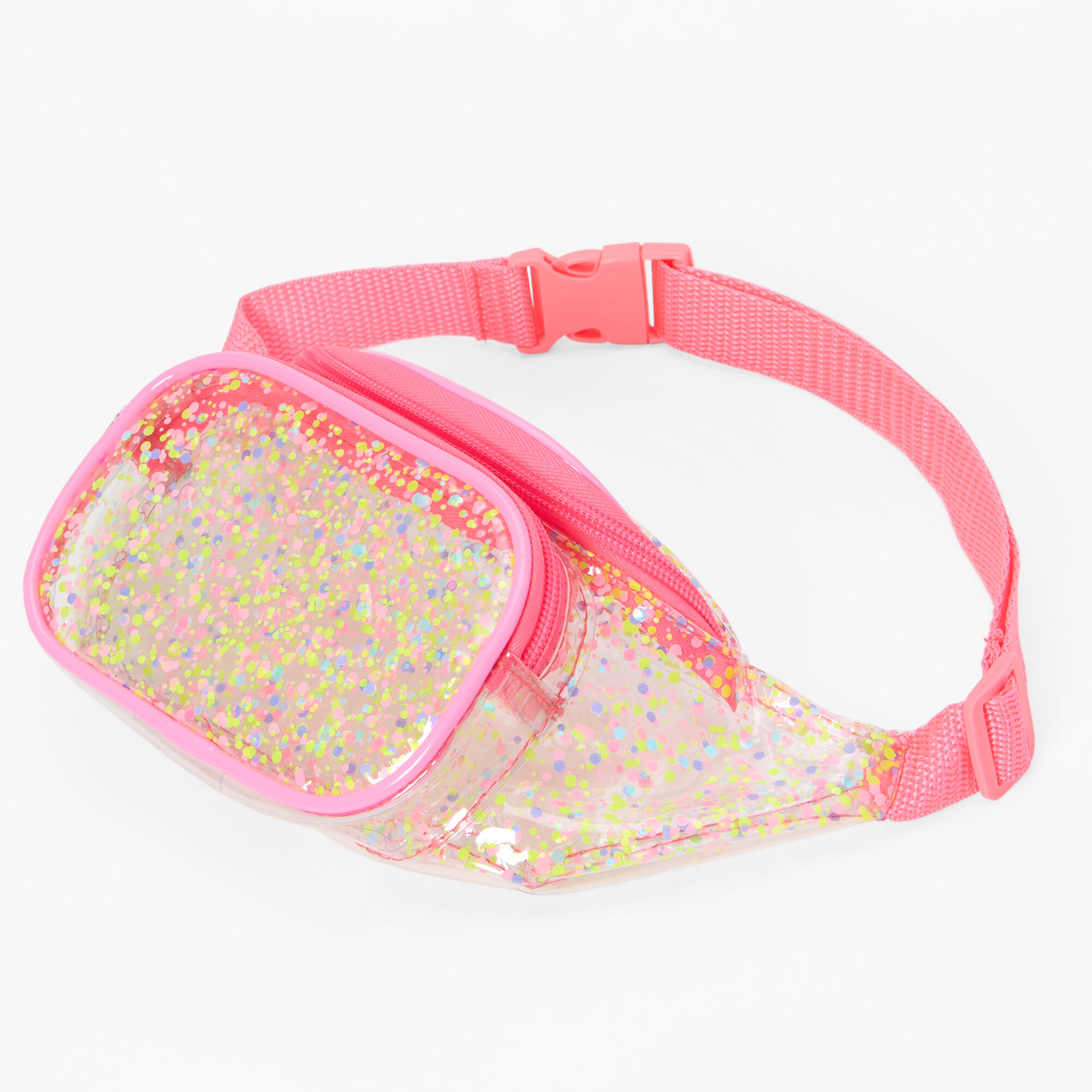 Claire's Sac banane transparent confettis fluo