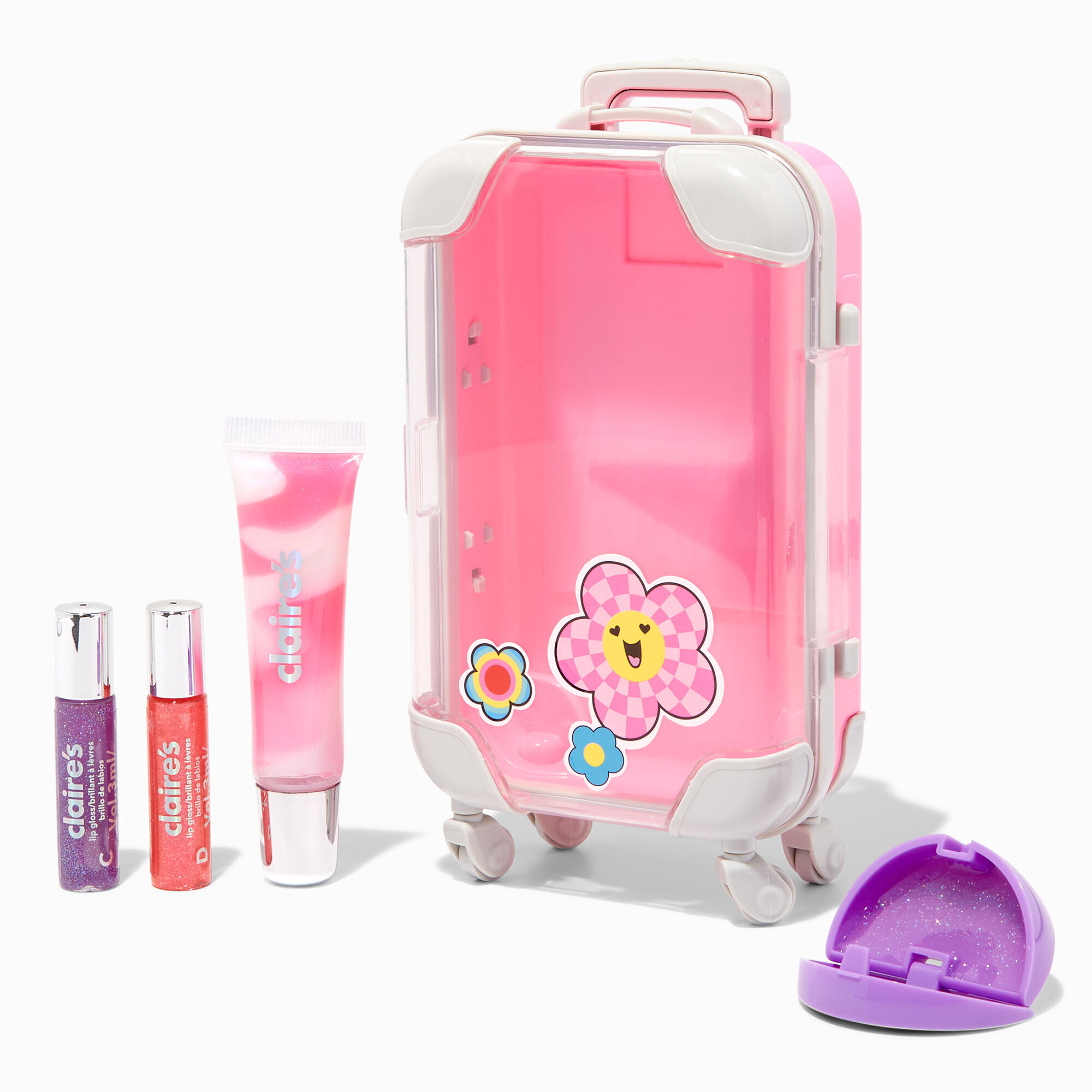 View Claires Checkered Daisy Luggage Lip Gloss Set information