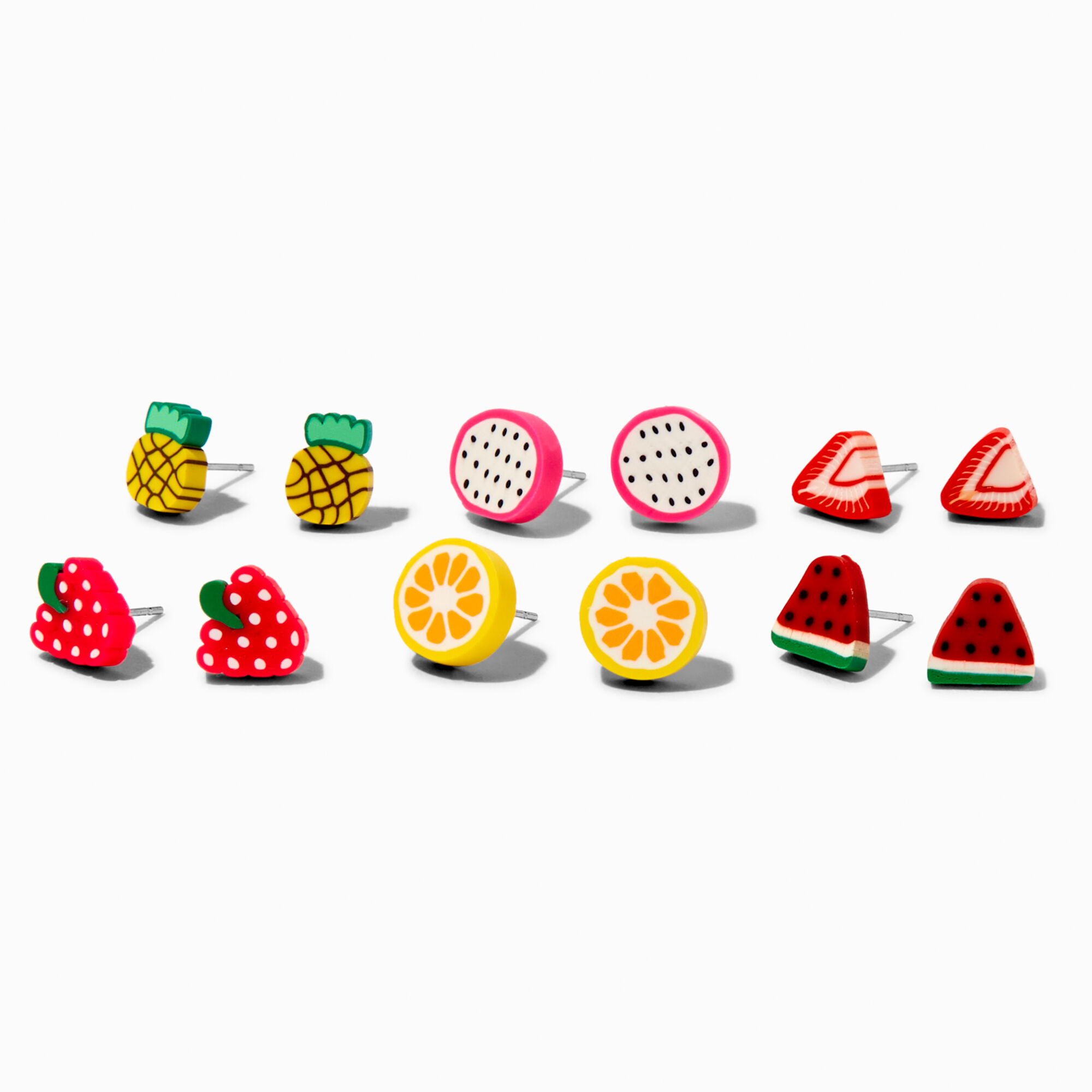 View Claires Fruit Polymer Clay Stud Earrings 6 Pack information