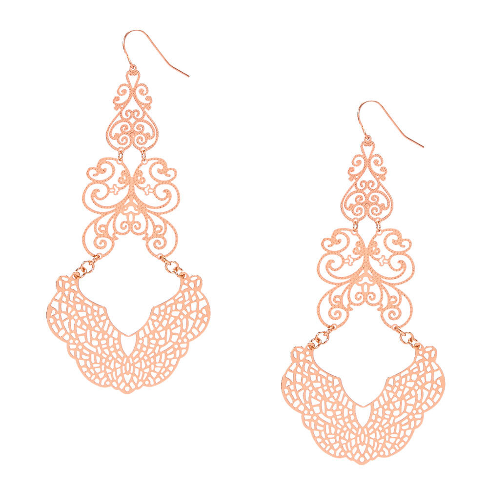 Rose gold hotsell filigree earrings