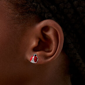 Crystal Ladybug Stud Earrings,