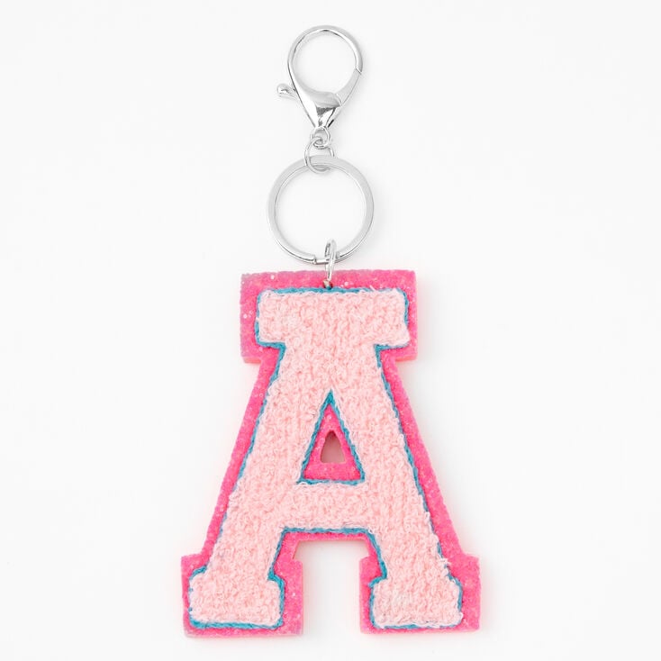 Claire's Porte-clés à initiale rose style universitaire - A