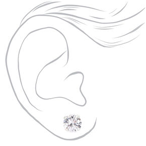 Sterling Silver Cubic Zirconia Round Martini Stud Earrings - 8MM,