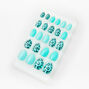 Glitter Teal Leopard Stiletto Vegan Press On Faux Nail Set - 24 Pack,