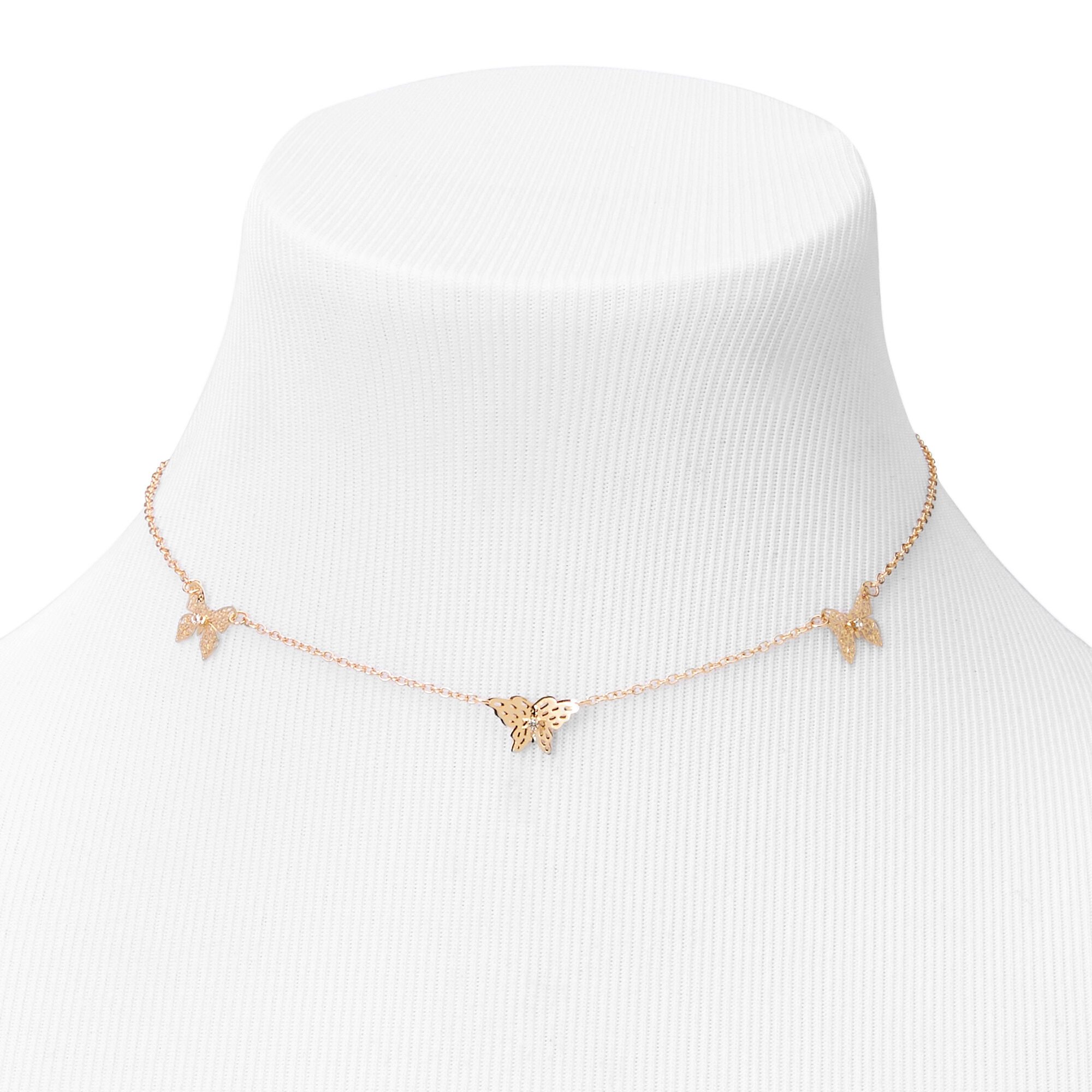 Gold Filigree Butterfly Choker Necklace,
