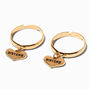 Best Friends Gold-tone Sisters Heart Dangle Rings - 2 Pack,