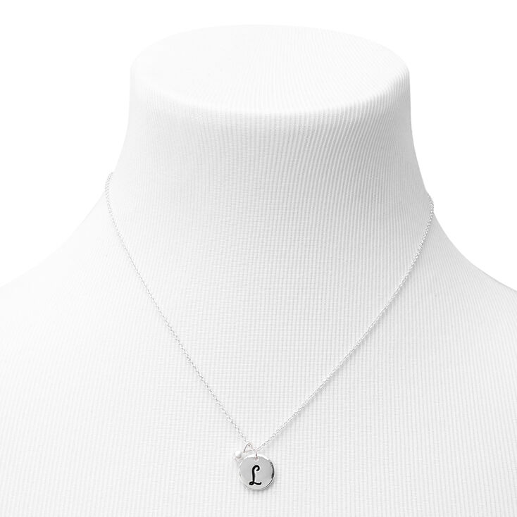 Silver Initial Pearl Jewellery Set - L, 2 Pack,