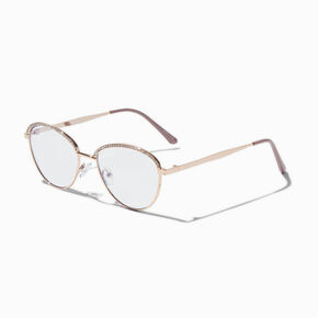 Solar Blue Light Reducing Rhinestone Browline Clear Lens Frames,