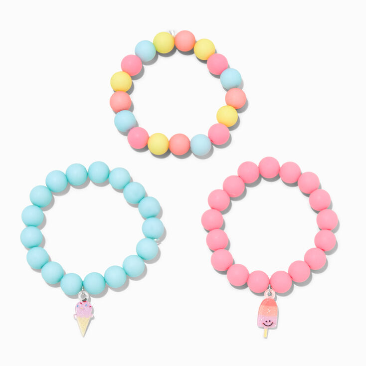 Claire&#39;s Club Dessert Matte Beaded Stretch Bracelets - 3 Pack,