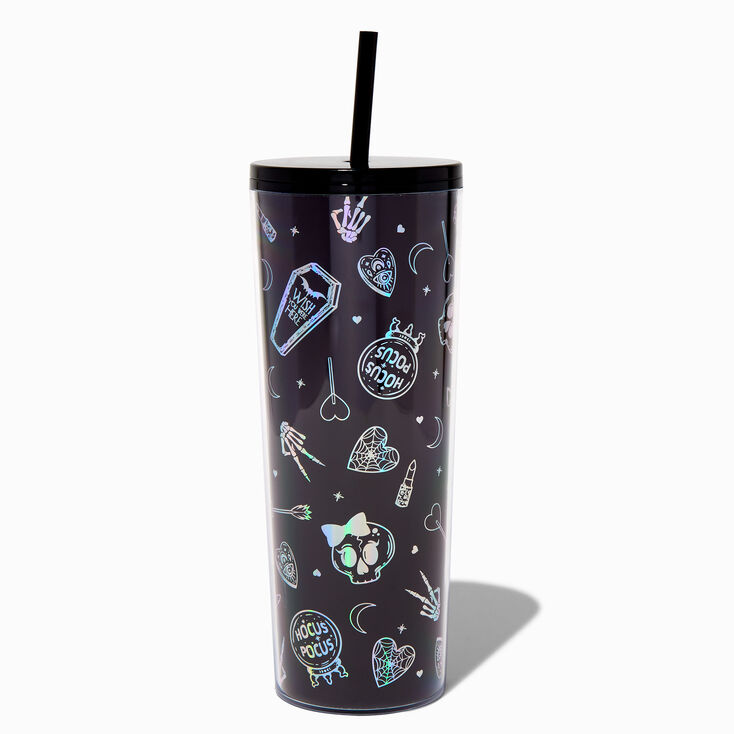 Holographic Halloween Icons Tumbler,