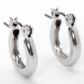 Silver 10MM Tube Hoop Earrings,