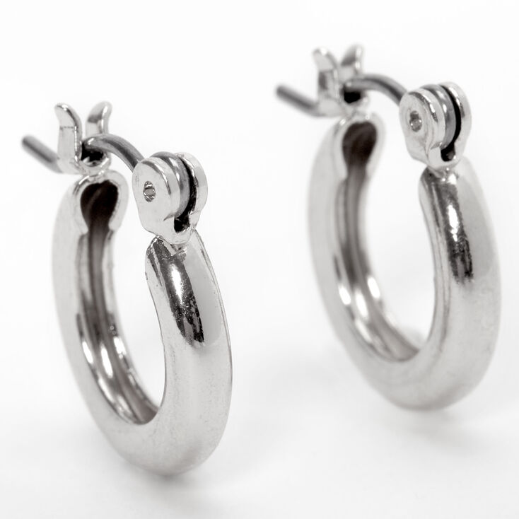 Silver-tone 10mm Tube Hoop Earrings,