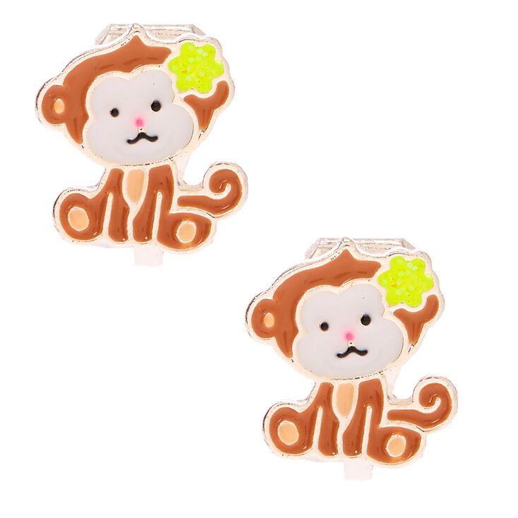 Claire's Boucles d'oreilles à clip singeries - Marron