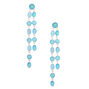 Silver 3&quot; Linear Stone Drop Earrings - Turquoise,