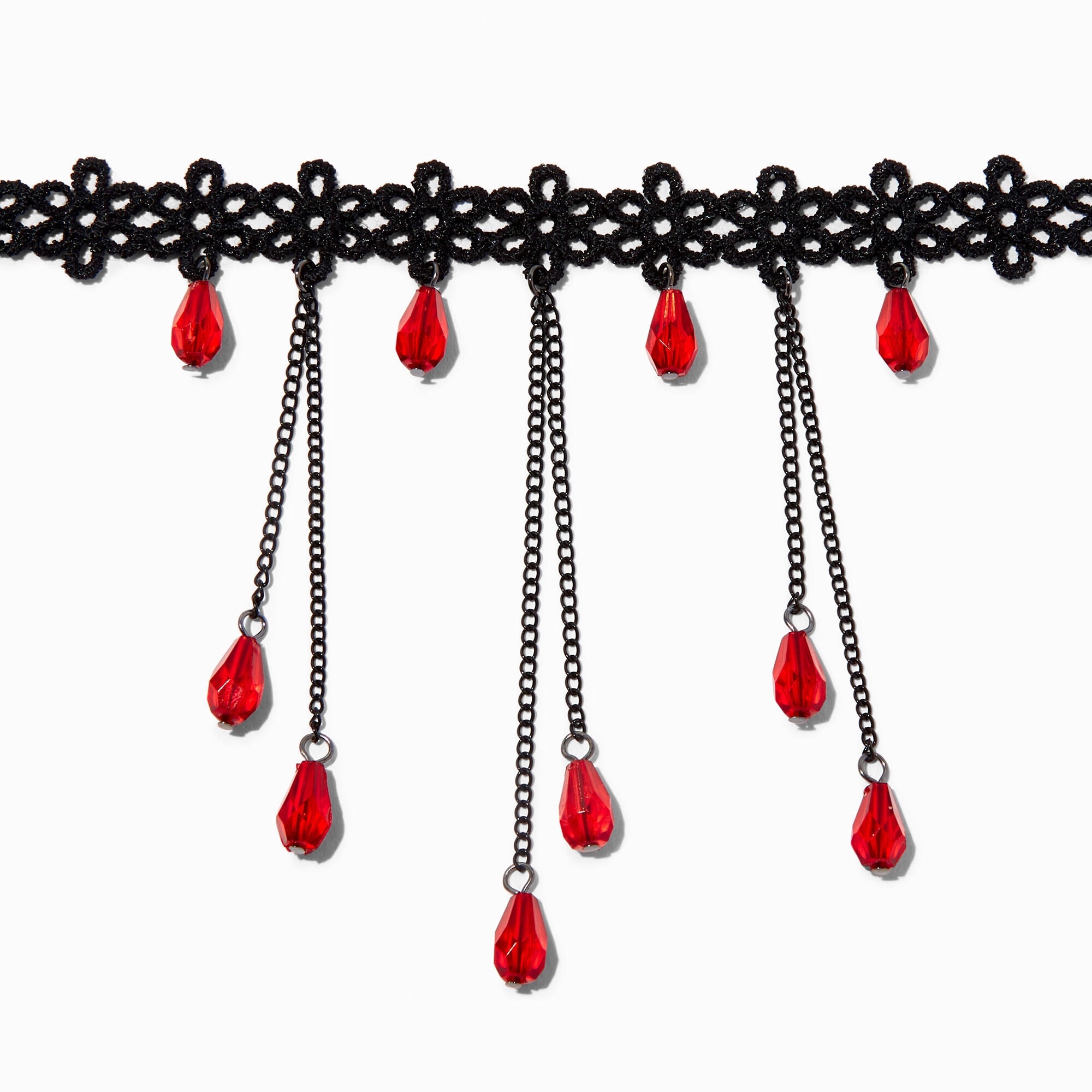 View Claires blood Drops Choker Necklace Red information