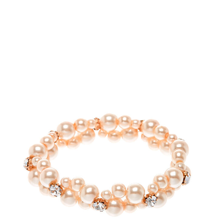 Blush Pearl Double Row Stretch Bracelet,