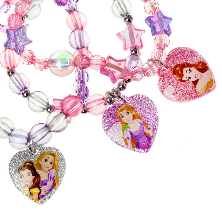 Disney Princess Plastic Beaded Stretch Bracelets- Pink, 3 pack,
