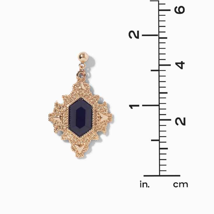 Gold-tone Hexagon Frame 1&quot; Drop Earrings ,