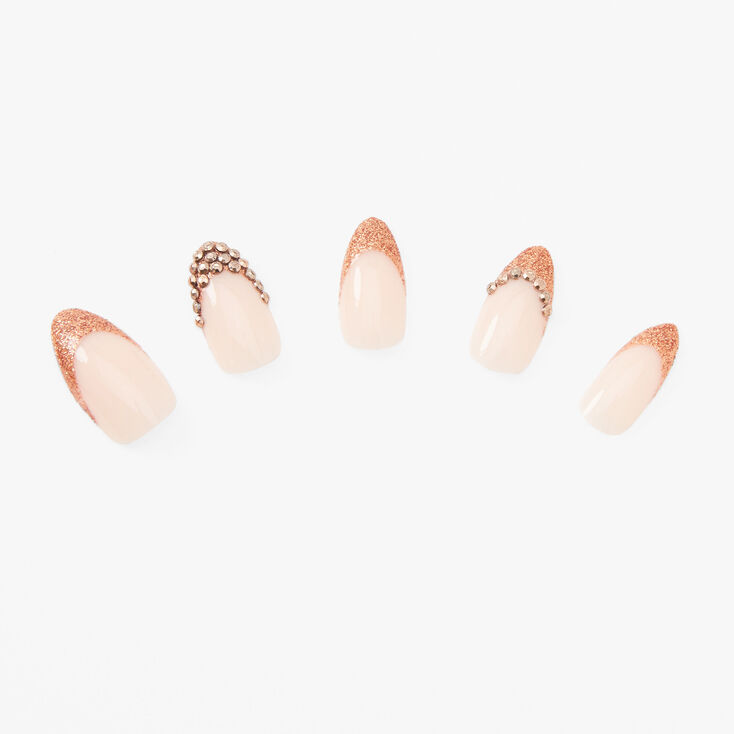 Gold Bling Tip Stiletto Vegan Faux Nail Set - 24 Pack,
