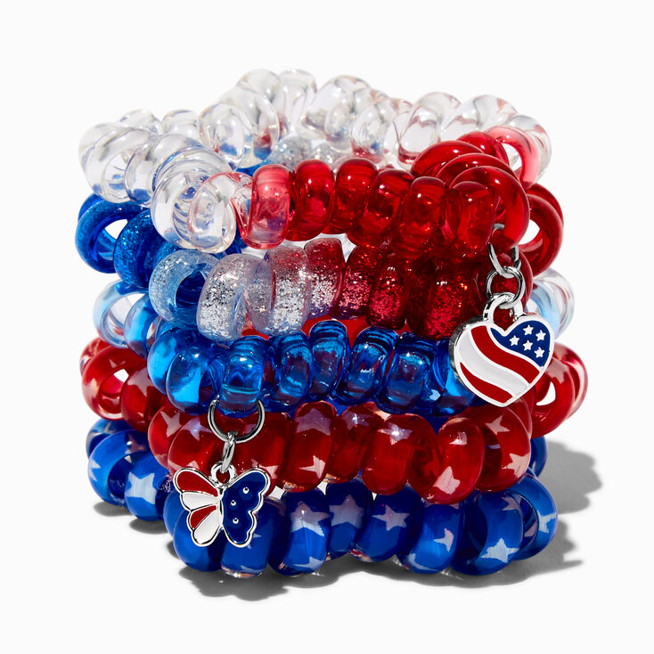 Patriotic Star-Shaped Coil Bracelets - 5 Pack,