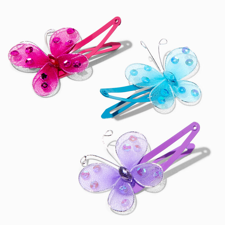 Claire&#39;s Club Crystal Accent Butterfly Hair Clips - 6 Pack,