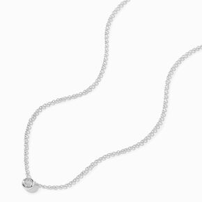 C LUXE by Claire&#39;s Sterling Silver 1/10 ct. tw. Lab Grown Diamond Bezel Stone Pendant Necklace,