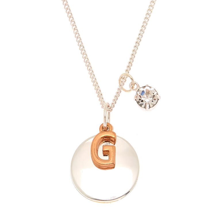 mixed metal initial charm pendant necklace g claire s