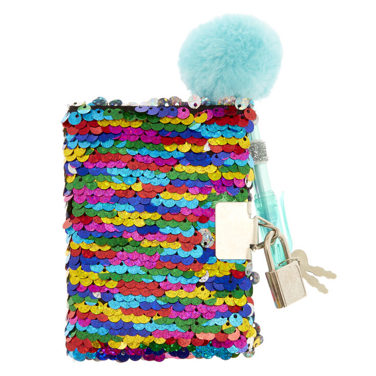 Claire&#39;s Club Rainbow Reversible Sequin Notebook,