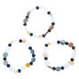Seashell Stone Stretch Bracelets - Blue, 3 Pack,