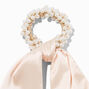 Chouchou foulard perles d&#39;imitation blanc,