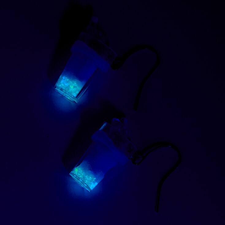 Pink Glow in the Dark 0.5&quot; Gummy Bear Drink Drop Earrings,