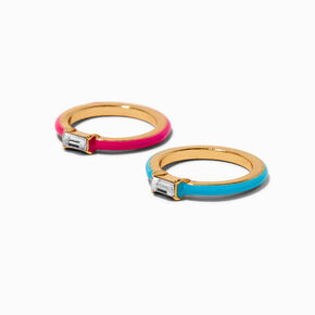 Pink &amp; Blue Enamel Ring Stack - 2 Pack,